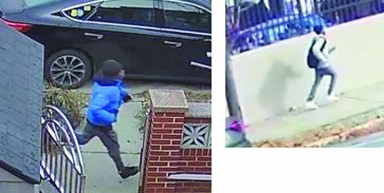 A teenage bandit is pictured on the run after two recent robberies in Flushing.
