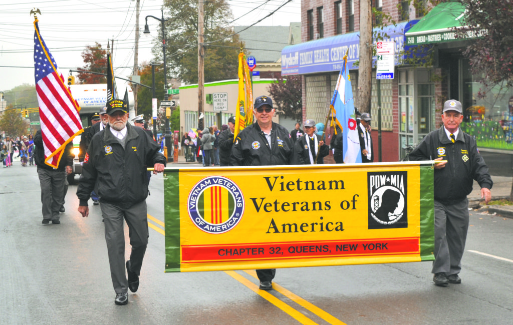 Members of the Vietnam Veterans of America Chapter 32 marched at Sunday's Queens Veterans Day Parade in Middle Village.
