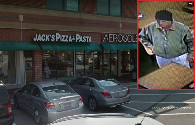 Security camera footage of a man wanted for child endangerment at Jack's Pizza in Bayside earlier this month.