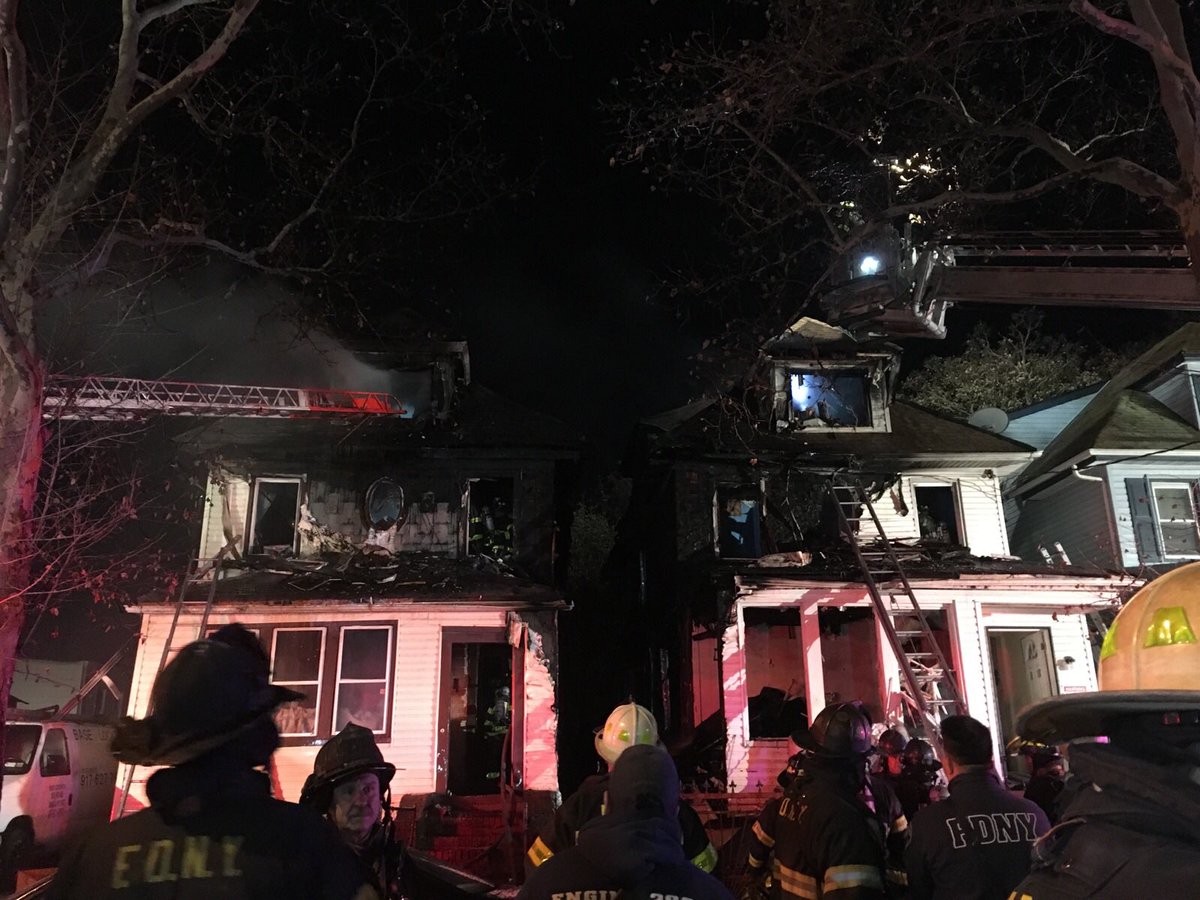 Two homes in Jamaica were charred by a three-alarm inferno on Nov. 23.