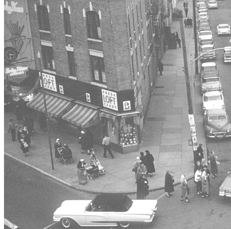 The Loft Candy Store, as photographed in 1959, was located on the northeast corner of Myrtle Avenue at Onderdonk Avenue in Ridgewood.
