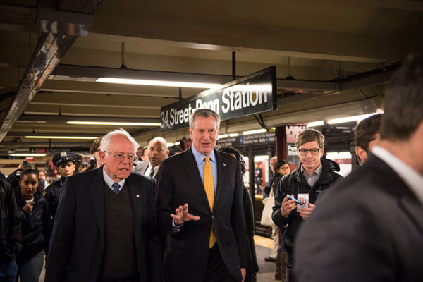 Sanders backs de Blasio for re-election, millionaire tax