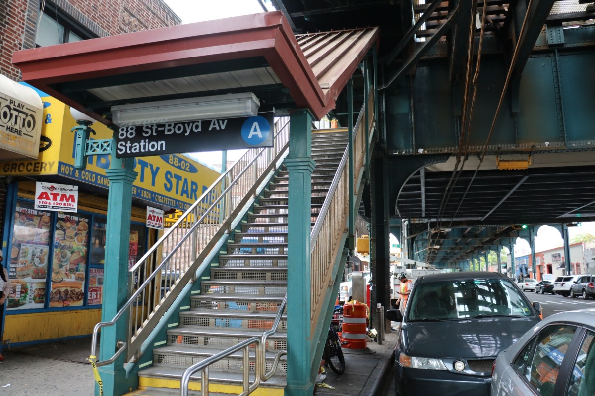 The 88th Street-Boyd Avenue station on the A line in Ozone Park, near the site of a gruesome crime committed in February 1921.