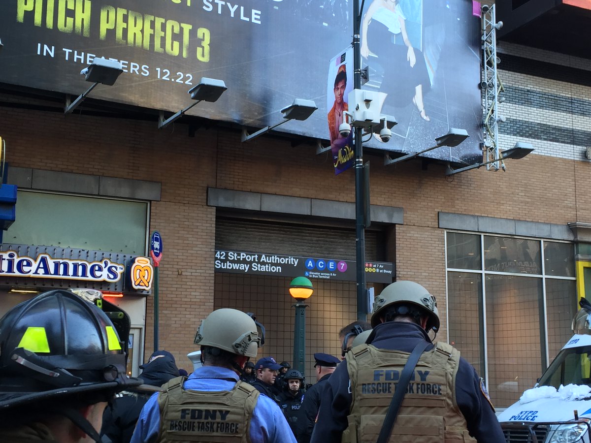 A massive law enforcement source outside the Times Square station in Manhattan on Dec. 11.