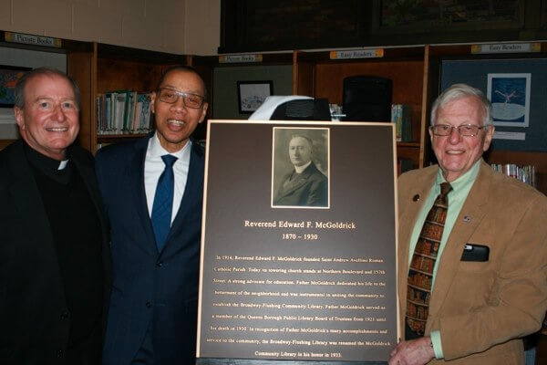 McGoldrick Library gets plaque for namesake priest