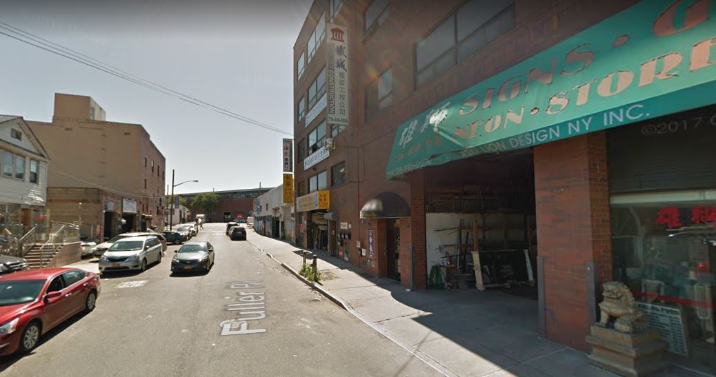 The block of Fuller Place in Flushing where a 33-year-old Maspeth woman was found dead on Saturday morning.