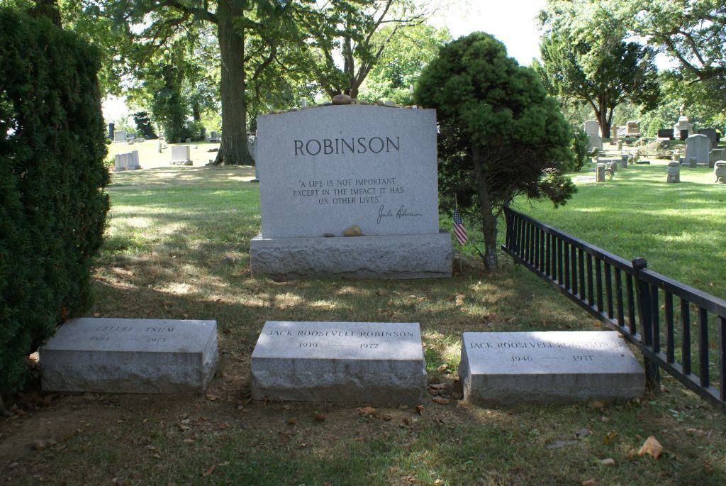 The gravesite of Jackie Robinson at Cypress Hills Cemetery.