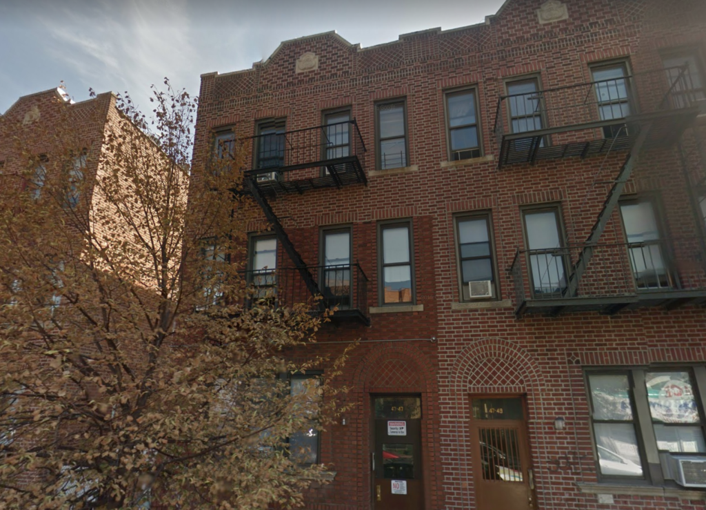 This apartment building on 46th Street in Woodside is among 18 Queens buildings to be renovated in the Alternative Enforcement Program.