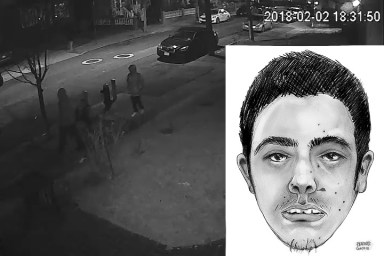 Cops are looking for two individuals in connection with the Feb. 2 murder of a New Jersey man (in sketch) in Jamaica Hills.