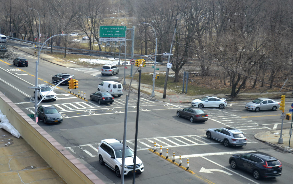 An aerial view of the intersection