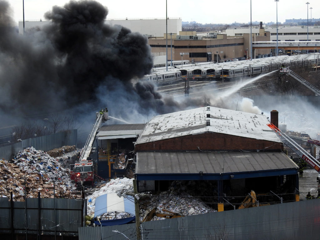 A four-alarm fire at the Royal Waste Plant in Jamaica on March 16 led to massive service suspensions on the Long Island Rail Road.