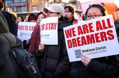 Protesters gather in Flushing in support of immigrants