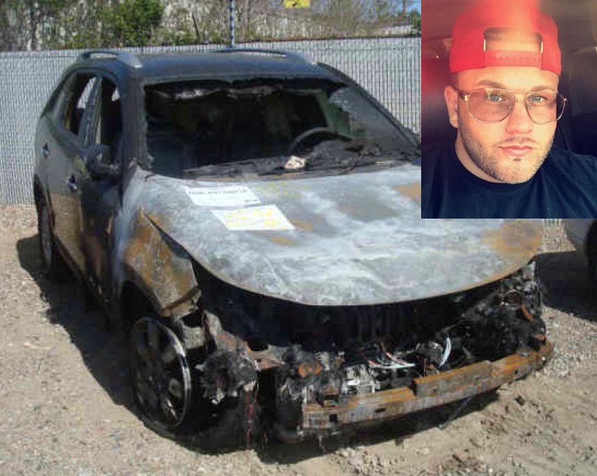 Federal prosecutors said that John J. Gotti and two others torched this car in Broad Channel in April 2012 to avenge a traffic infraction involving a fellow mob associate.