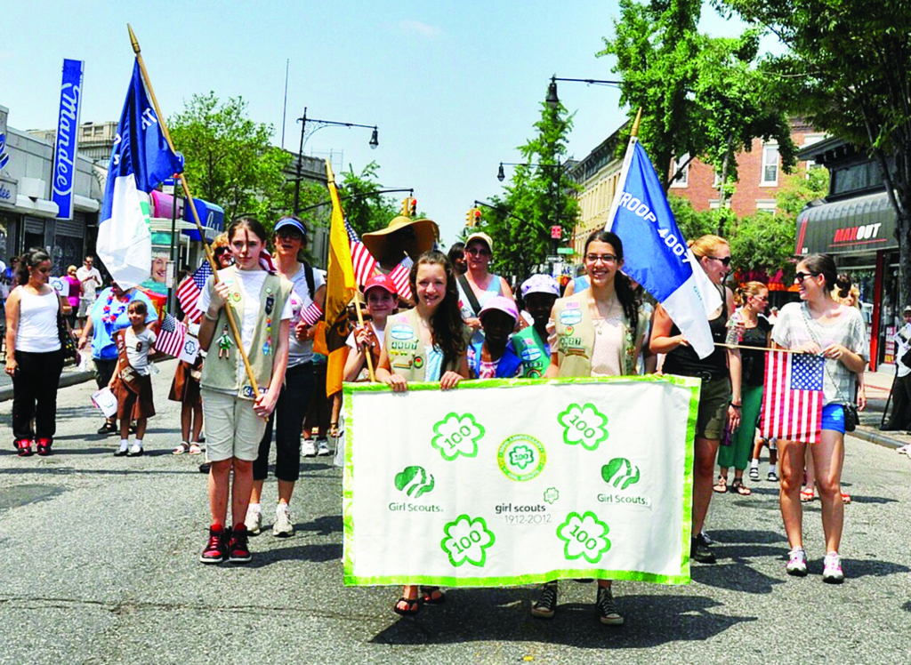Girl Scouts marching during the 2012 Ridgewood-Glendale Memorial Day Parade