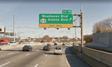 The eastbound lanes of the Long Island Expressway near 74th Street in Maspeth