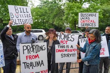 Blissville rallies call for city to walk back plan for third homeless shelter