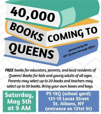 Queens officials sponsor book giveaway at Jackie Robinson School