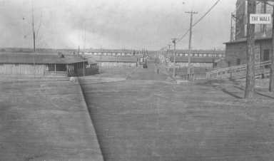 The mall at Camp Upton in Yaphank, Long Island, where many Army recruits from Ridgewood and Glendale were trained for battle during World War I.