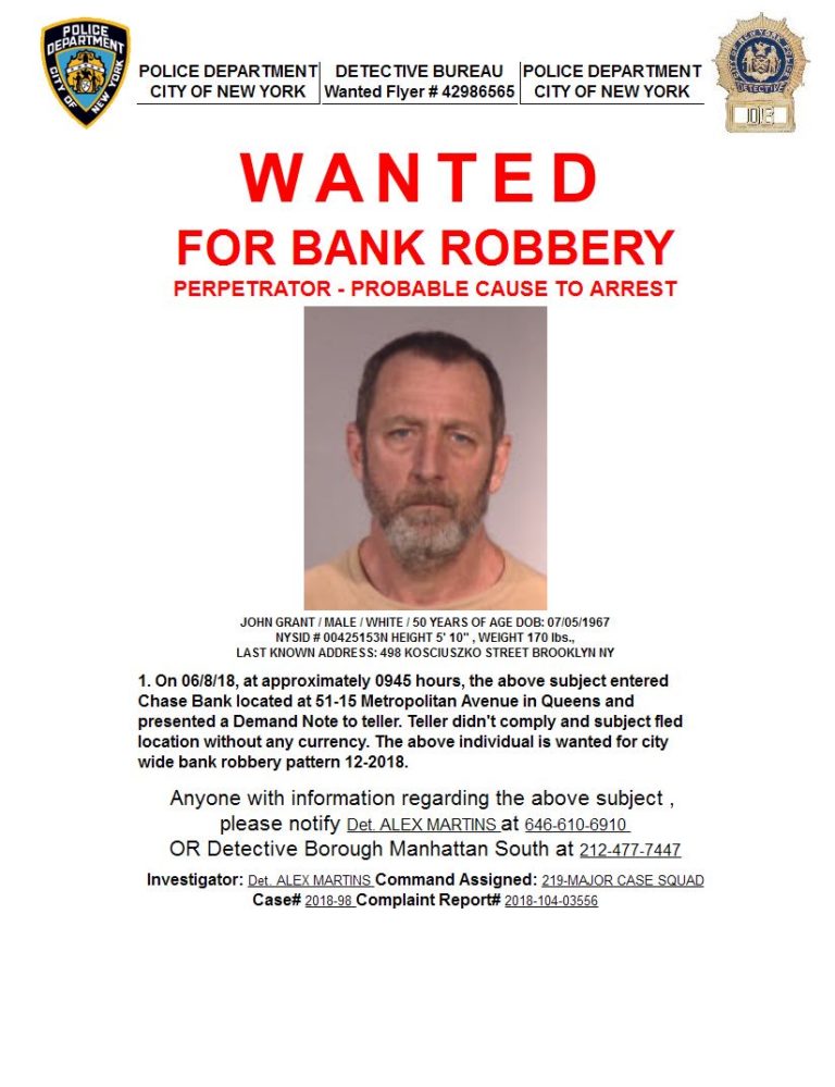 Convicted Bank Robber Out On Parole Is Wanted For Failed Ridgewood Bank Heist And Other Jobs 9591