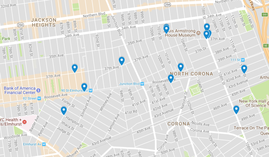 The 13 locations hit in the burglary pattern. (Map via Google Maps)
