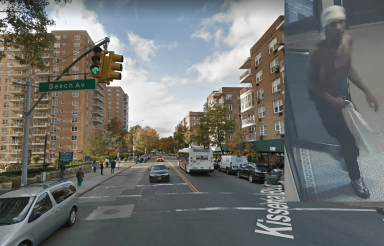 The shirtless man seen in the inset is wanted for a June 21 home invasion in the area of Kissena Boulevard and Beech Avenue in Flushing.