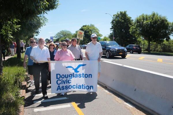 Douglaston residents protest for a safer Northern Boulevard bike lane