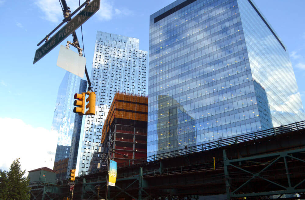 The Long Island City streetscape at Queens Plaza North