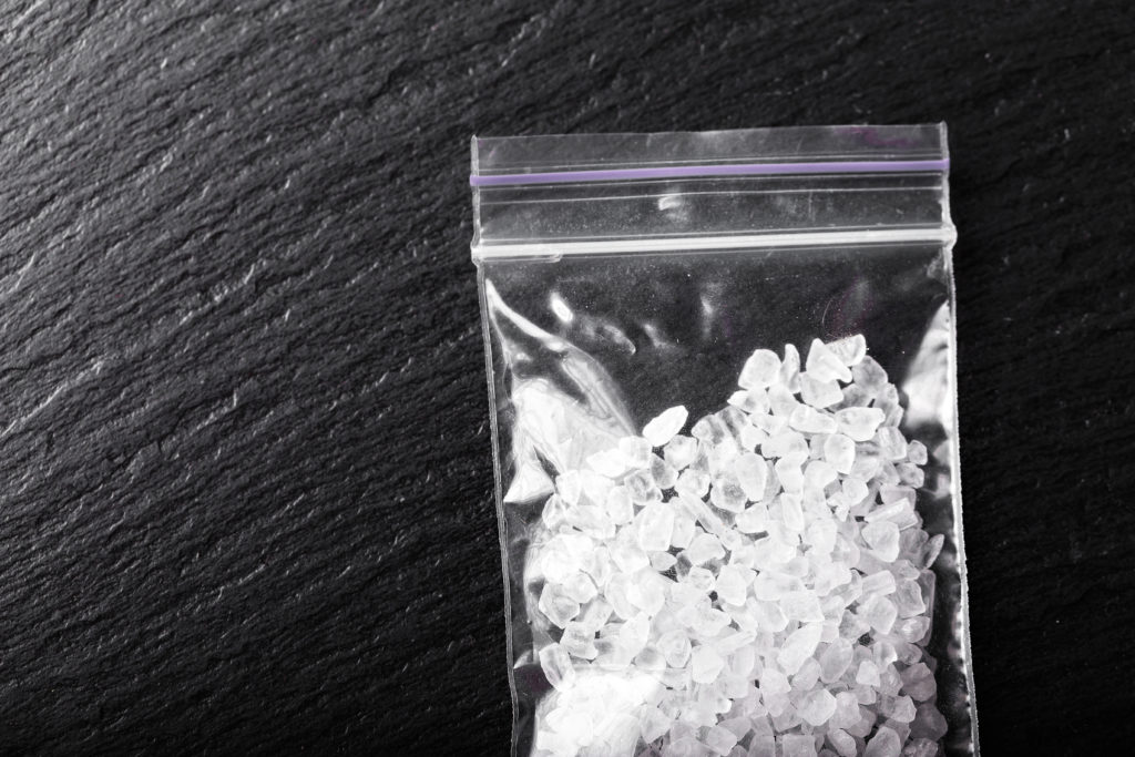 A package of crystal methamphetamine