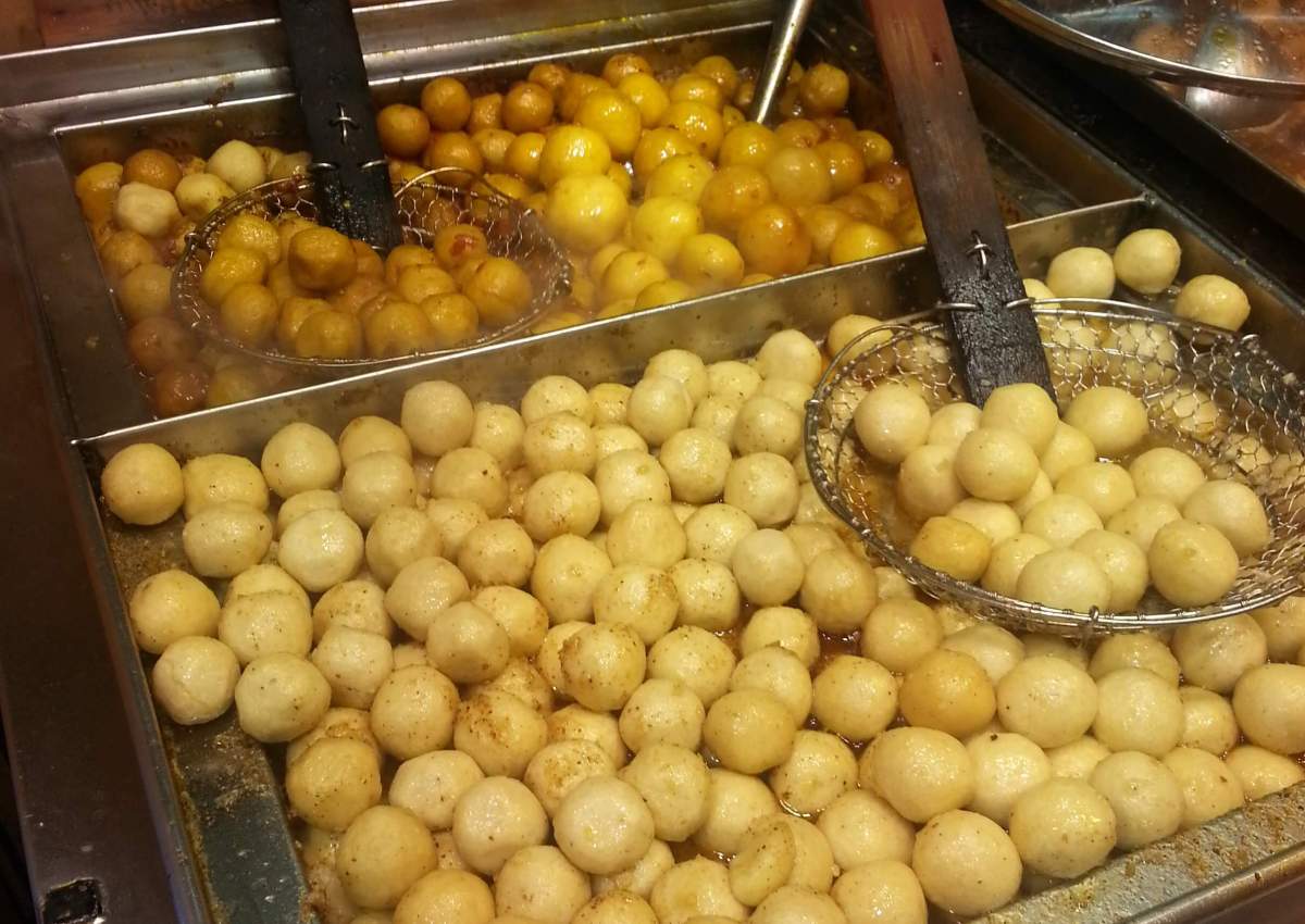 A platter of fried fish balls