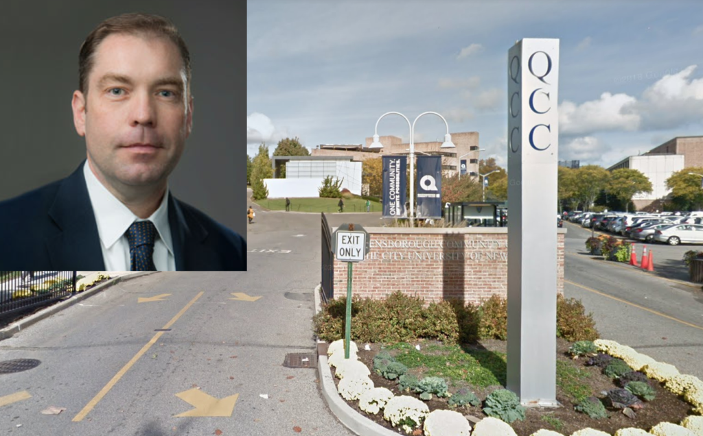 Dr. Timothy Lynch (inset) will be the interim president of Queensborough Community College in Bayside