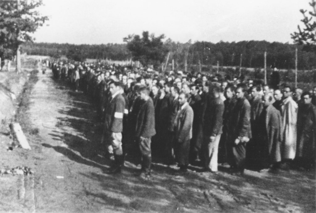 Photo courtesy of the U.S. Holocaust Memorial Museum, male prisoners at the Trawniki Labor Camp