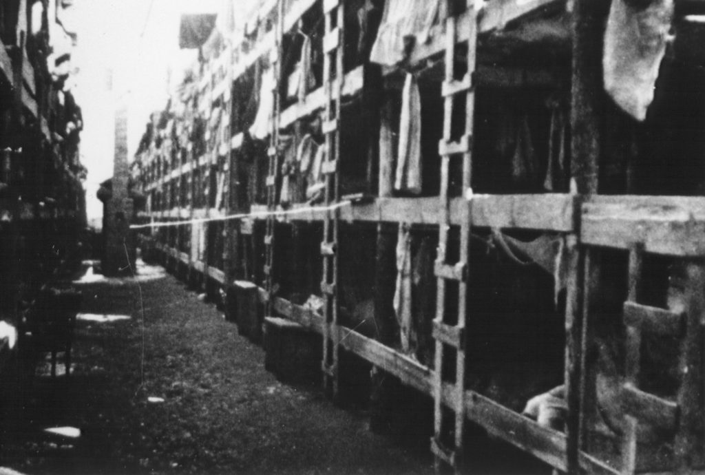 Photo courtesy of the U.S. Holocaust Memorial Museum, prisoner barrack at the Trawniki Labor Camp