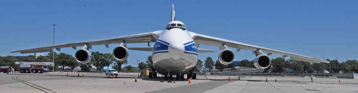 Giant Antonov cargo plane loads up at JFK