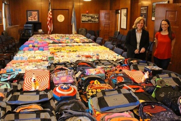 Borough President collects backpacks for homeless children