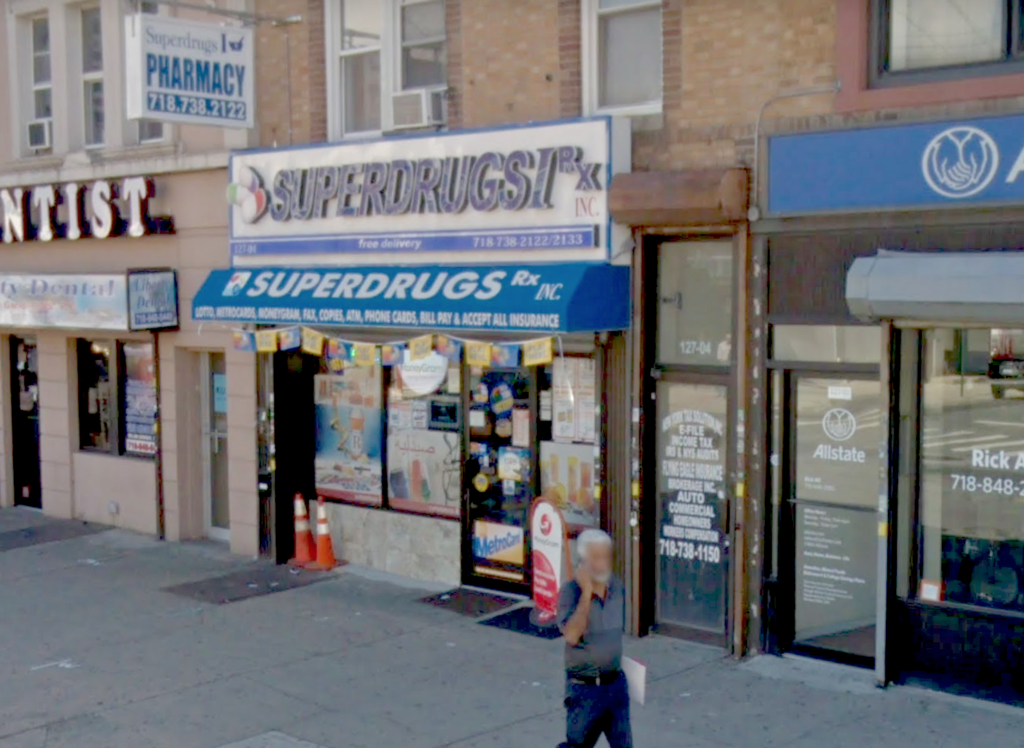 The owner of Superdrugs I on Liberty Avenue in South Richmond Hill, as shown in October 2017, was indicted on Sept. 24 for allegedly committing Medicare fraud.
