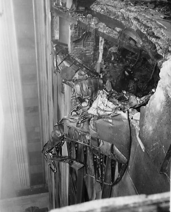 The gash left by the plane that crashed into the Empire State Building (photo via Wikimedia Commons)