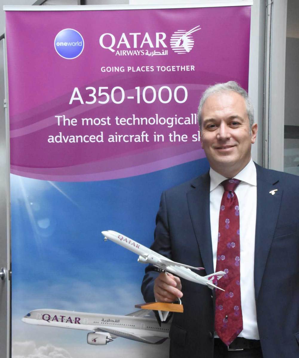 Qatar A350-1000 arrives at JFK