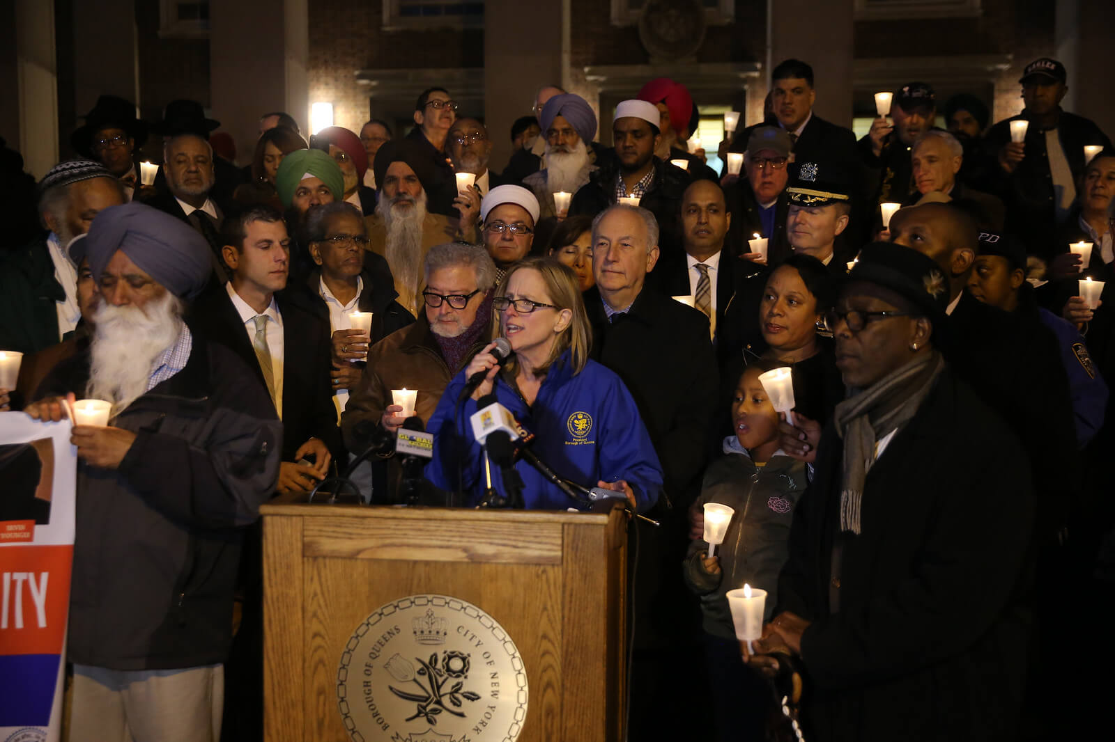 Queens borough president and religious leaders from across the borough condemned recent acts of hate nationwide at a Borough Hall vigil on Oct. 29.