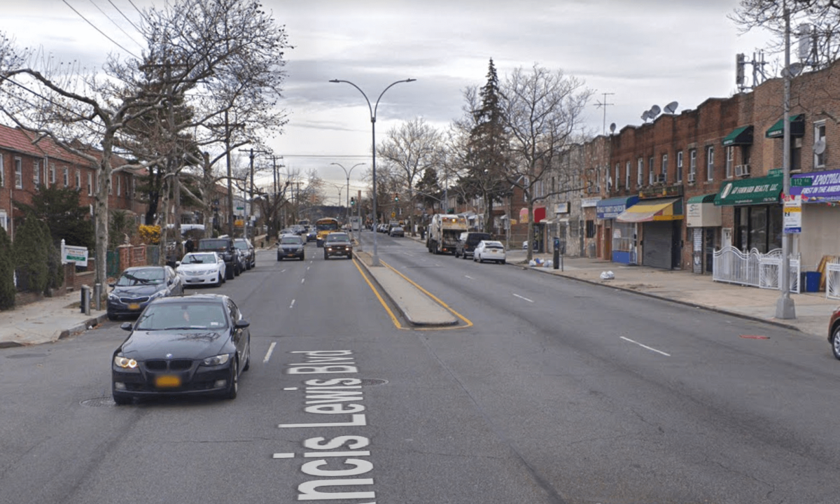 The intersection of Francis Lewis Boulevard and 112th Road