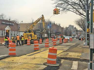 Construction along Bell Boulevard near 38th Avenue in Bayside
