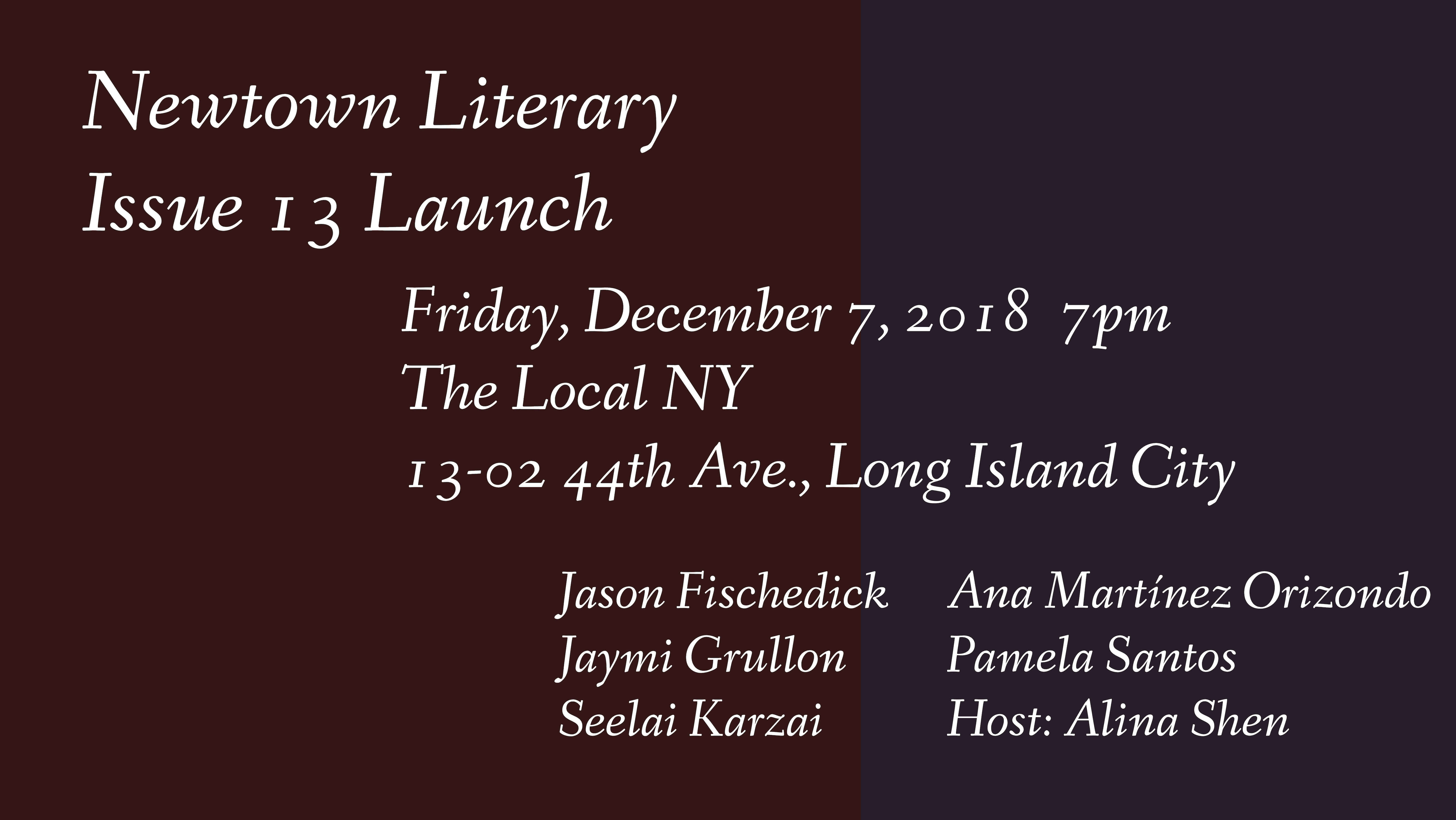 Newtown Literary Issue 13 Launch Reading