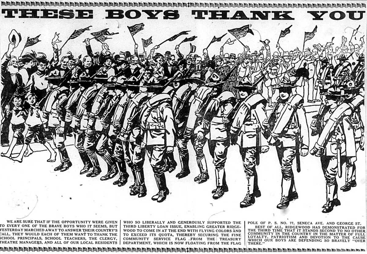 This tribute to the World War I soldiers ran in a May 1918 issue of the Ridgewood Times
