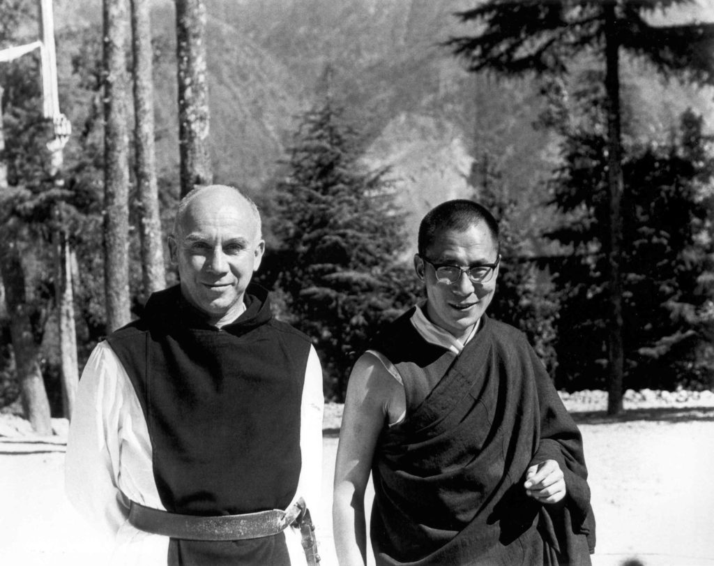 Thomas Merton (l.) with the Dalai Lama. Merton was a Trappist monk who lived part of his life in Queens.
