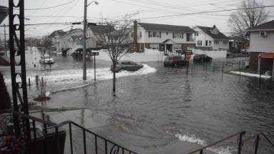 A nor'easter that hit Queens in February 2016 brought coastal flooding to areas of Howard Beach (shown above). A similar scene could be repeated with a nor'easter set to hit the NYC area on Dec. 21.