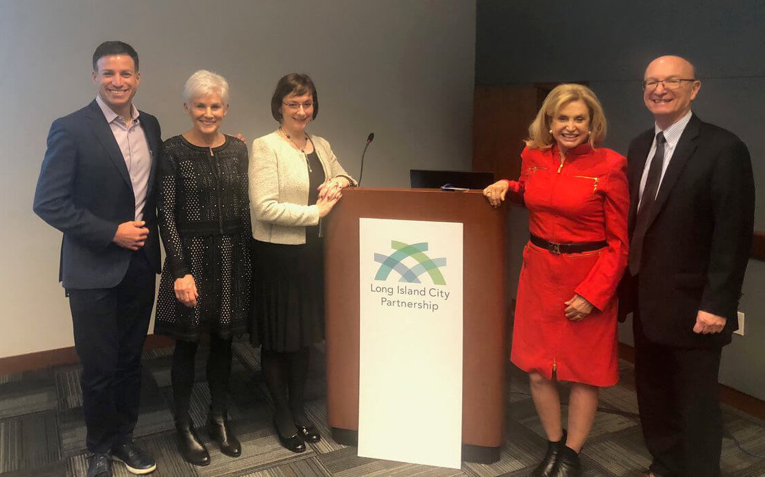 Congresswoman Carolyn Maloney speaks of the need for better transportation options ahead of Amazon's arrival during an LIC Partnership event last week.