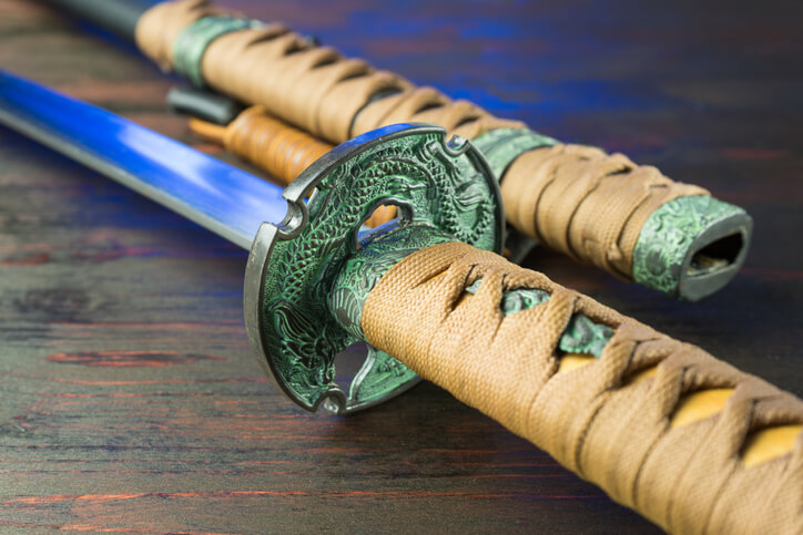 Sword of the samurai. Medieval Japanese weapons.