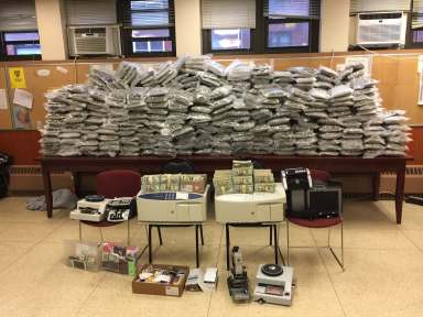 The 480 pounds of weed and credit card production paraphernalia seized from the Jan. 24 raid in Flushing.