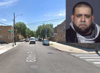 One of two suspects involved in a road rage robbery at this Ridgewood intersection.