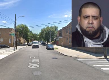 One of two suspects involved in a road rage robbery at this Ridgewood intersection.