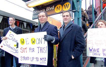 Vallone, Gianaris protest MTA plan to ax W subway